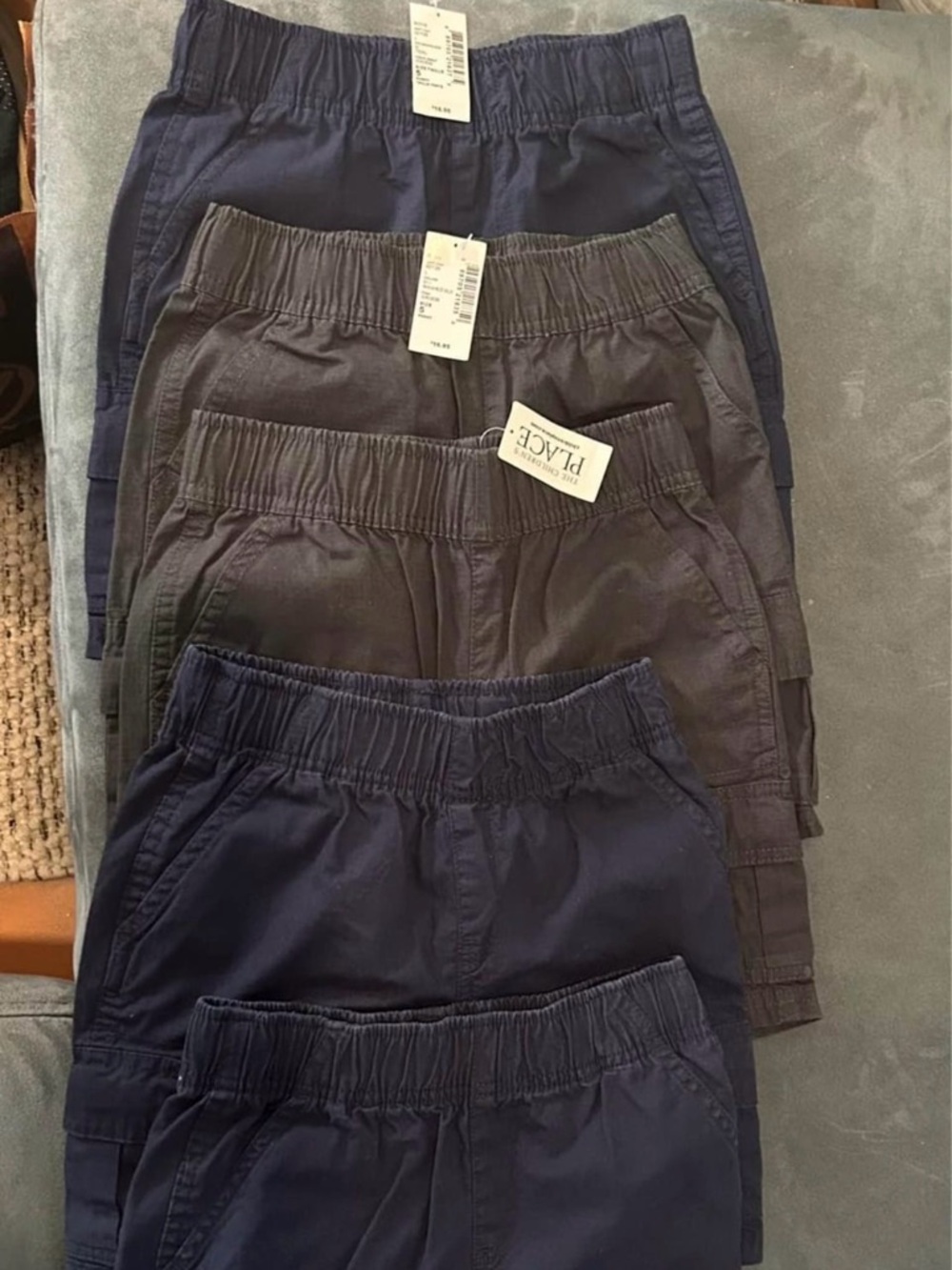 The Children's Place Boys Cargo Pull-On Shorts — Navy and Charcoal